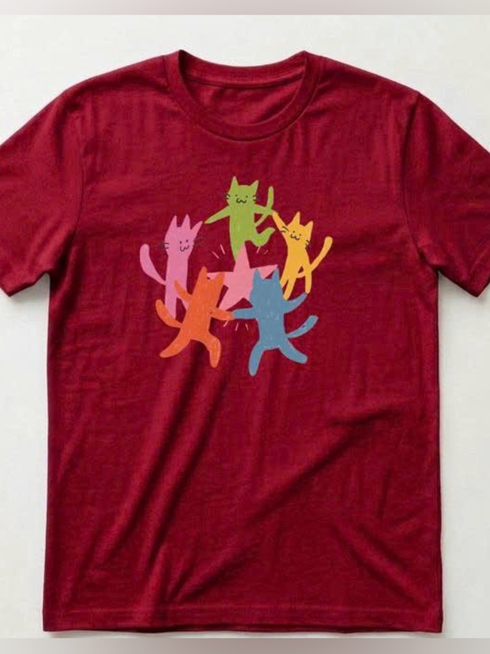 Tee with Colorful Cat Circle Graphic